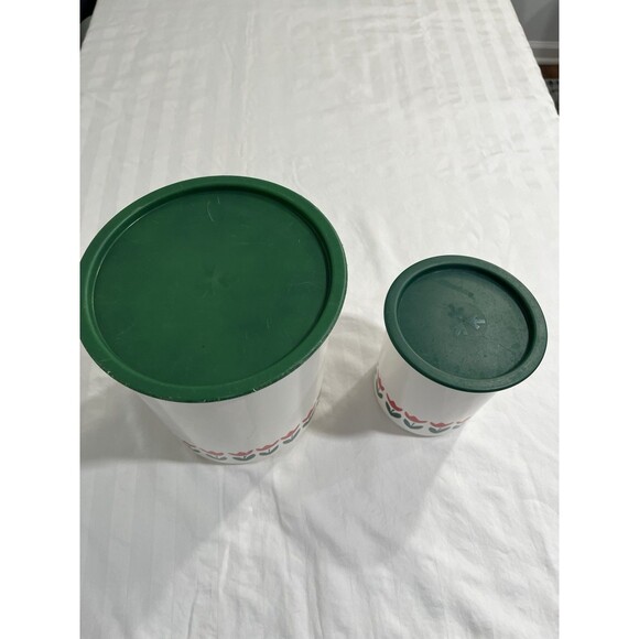 Tupperware One Touch White Canister Set Of 2 Nesting Flowers 2417A-4, 2423E-3 - Picture 2 of 8